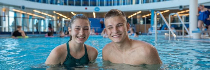 Teenagers in the pool on a cruise ship