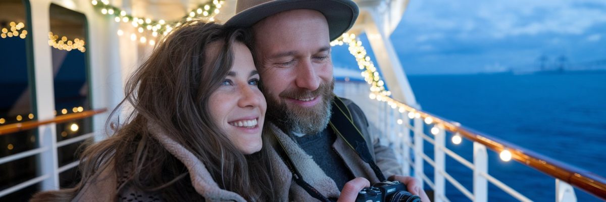 Couple enjoying a Christmas and new year cruise