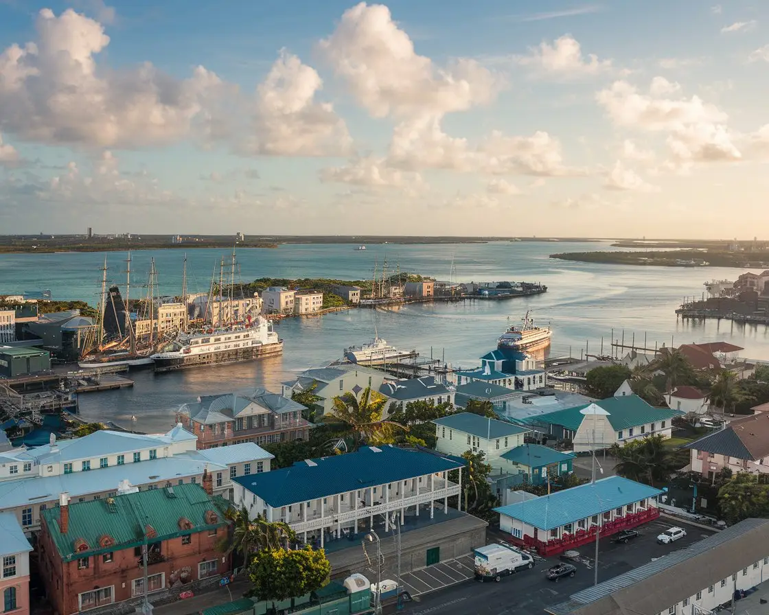 Cruise Port of Nassau, Bahamas in the late 19th century.