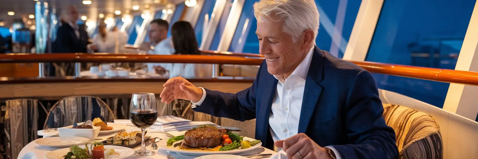 Man on a cruise ship enjoying the food