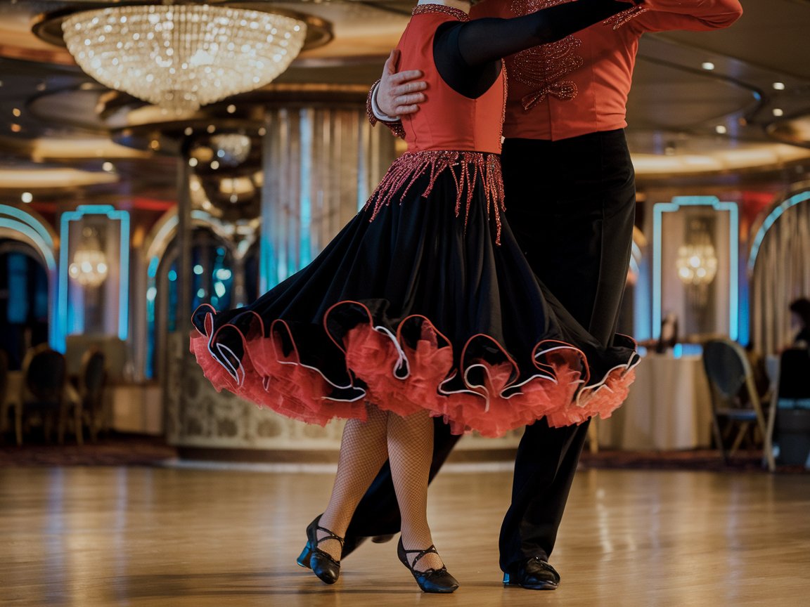 Two dances doing tango on a cruise ship