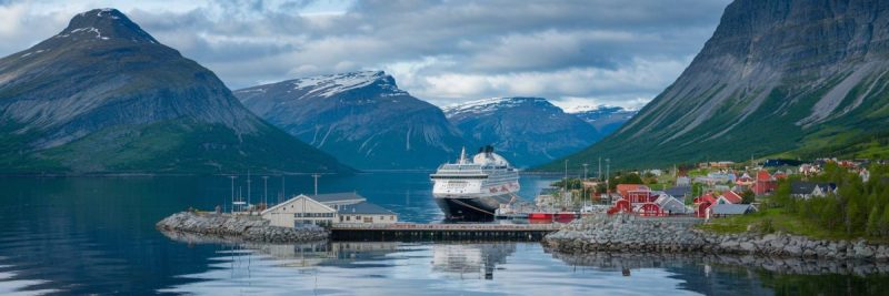 Bergen, Norway Cruise port with cruise ship on the background