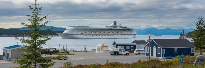 Cambridge Bay, Victoria Island, Canada Cruise port with cruise ship on the background