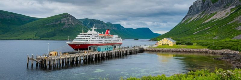 Corner Brook, Newfoundland, Canada cruise port with cruise ship on the background