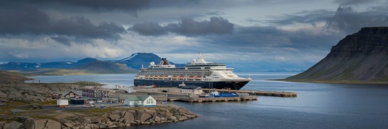 Franz Josef Land, Russia Cruise port with cruise ship on the background