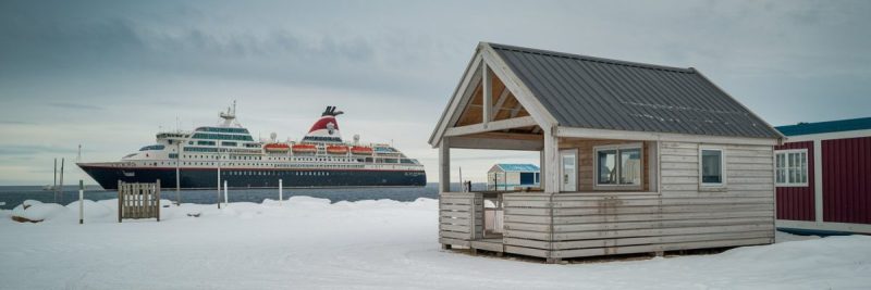 Tuktoyaktuk, Northwest Territories, Canada Cruise port with cruise ship on the background