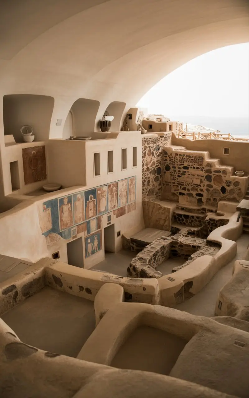 Akrotiri Archaeological Site in Santorini Greece