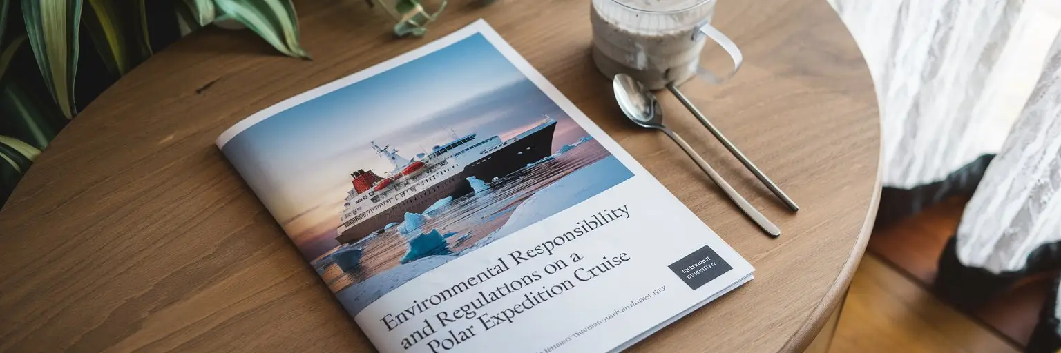 Environmental Responsibility for a polar expedition cruise brochure on a table