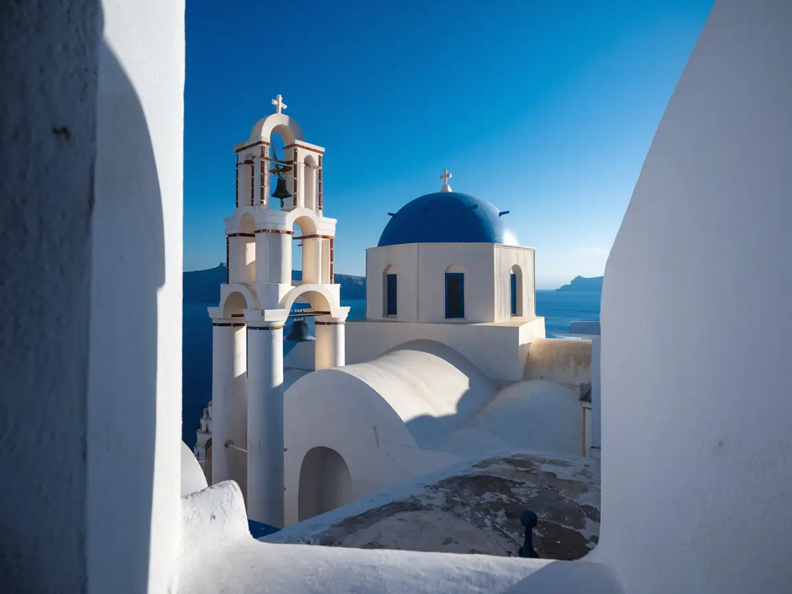 Fira's centre the Orthodox Metropolitan Cathedral offers one of the best photo spots in Santorini