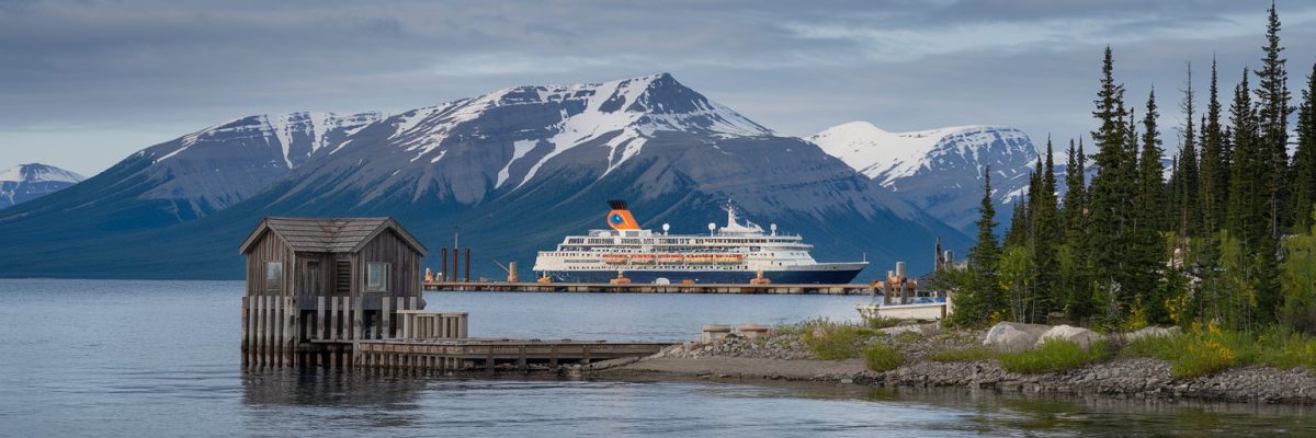 Herschel Island, Yukon, Canada Cruise port with cruise ship on the background