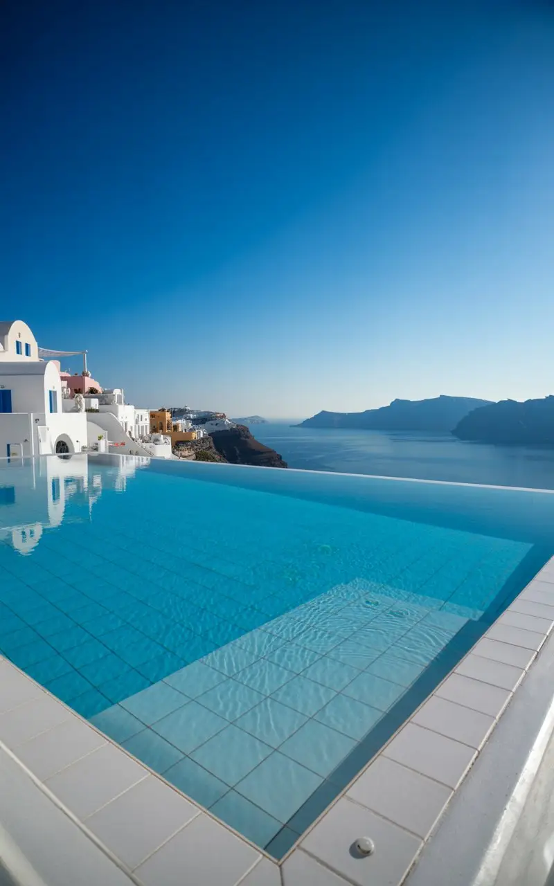 Infinity Pool Views at a hotel in Santorini