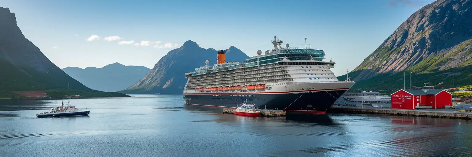 Molde, Norway cruise port with cruise ship on the background