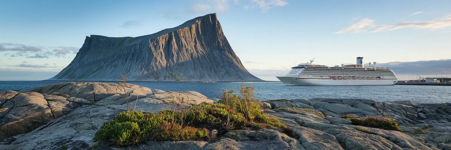 North Cape, Norway cruise port with cruise ship on the background