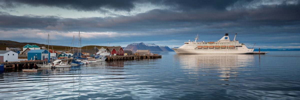 Paamiut, Greenland port with cruise ship on the background