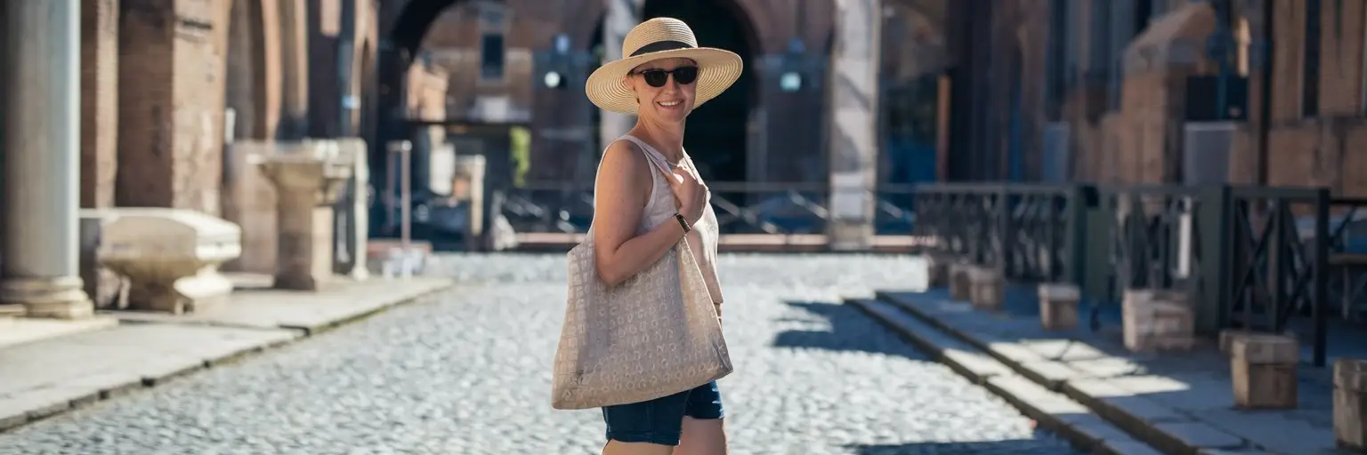 Patricia Langford in Rome on a shore excurision from a cruise in the Mediterranean