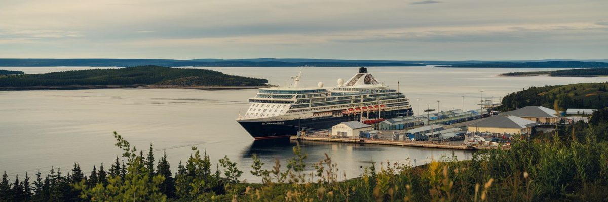 Prince Leopold Island, Canada Cruise port with cruise ship on the background