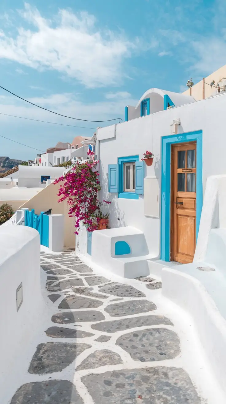 Santorini’s charm is in its little details and everyday scenes on this path in the village
