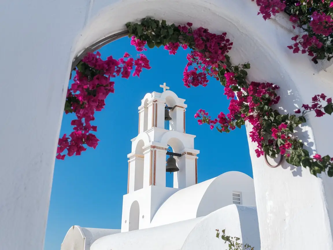 Santorini's most distinctive photo spots at the Megalochori Bell Tower