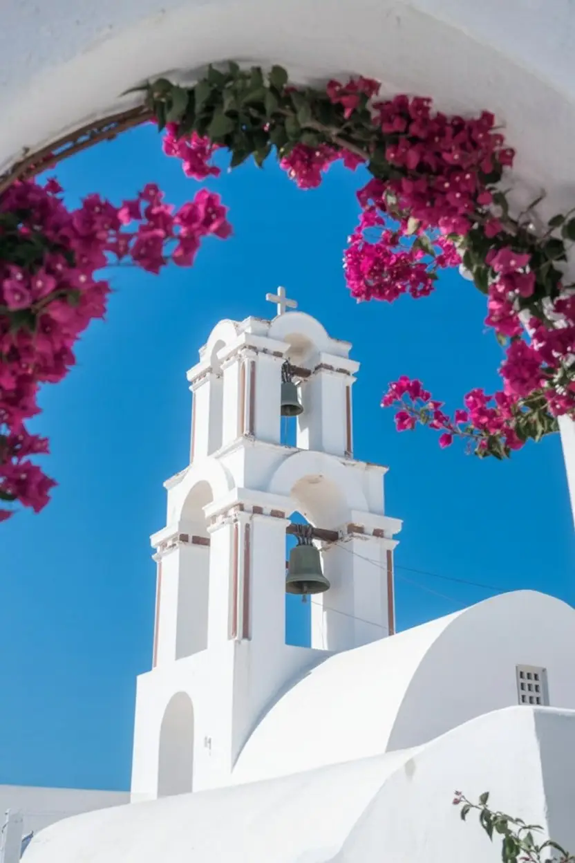 Santorini's most distinctive photo spots at the Megalochori Bell Tower