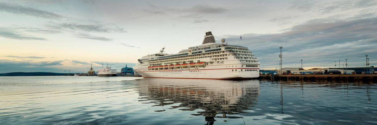 Severnaya Zemlya, Russia Cruise port with cruise ship on the background