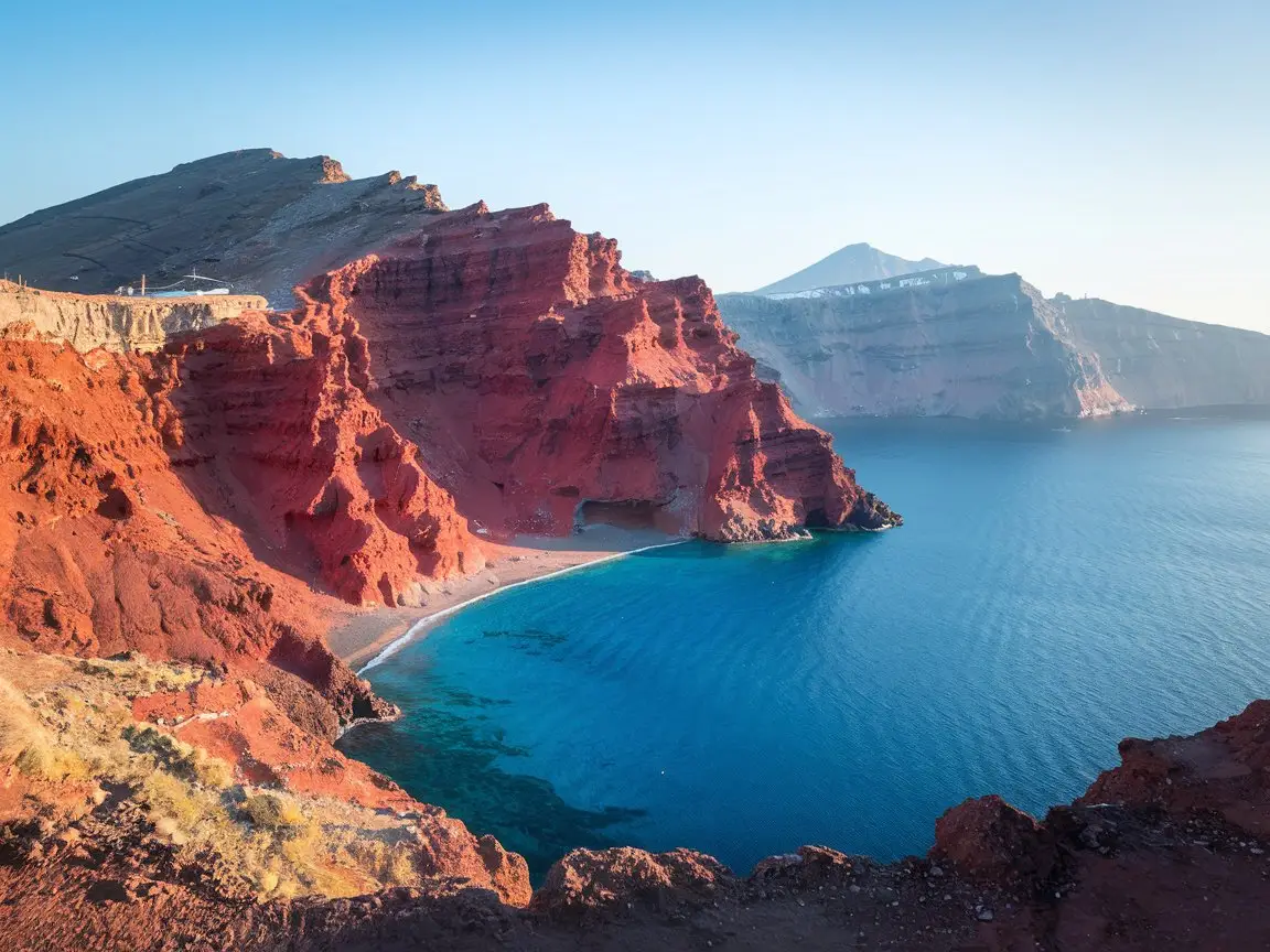 The Red Beach viewpoint offers one of Santorini's most striking photo