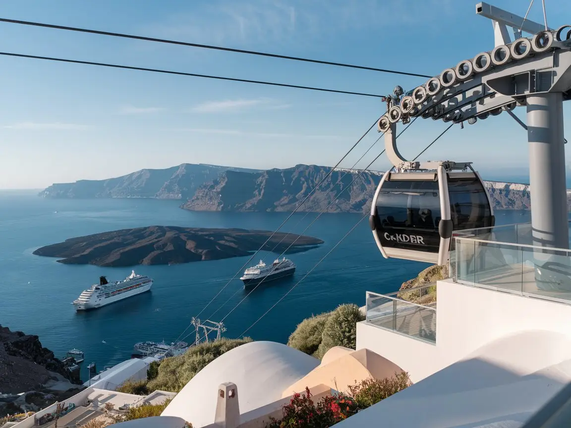 The cable car station in Fira is a great photo spot in Santorini