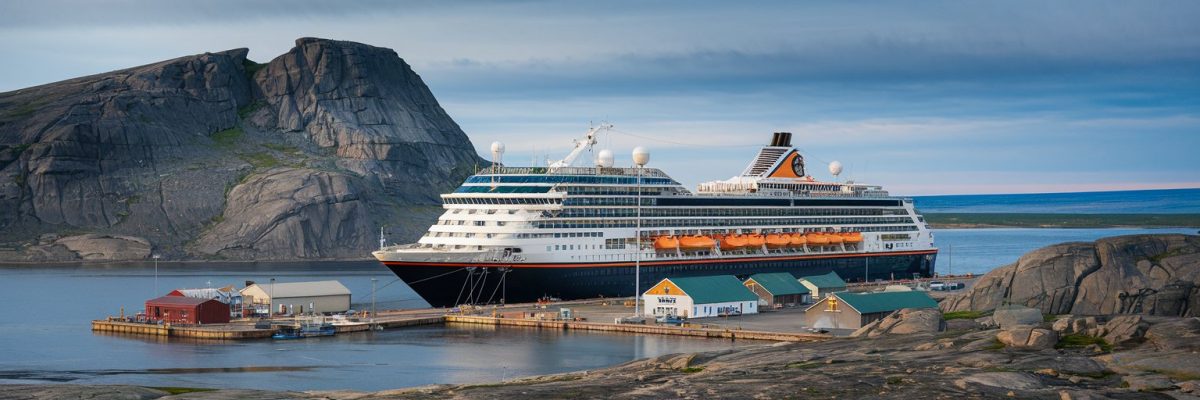 Ulukhaktok, Northwest Territories, Canada Cruise port with cruise ship on the background