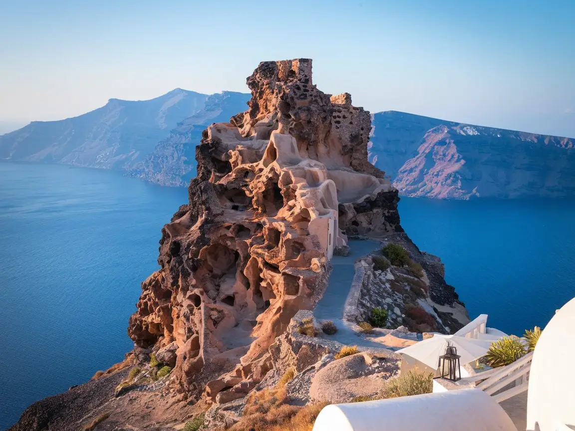 dramatic shots in Santorini await at Skaros Rock