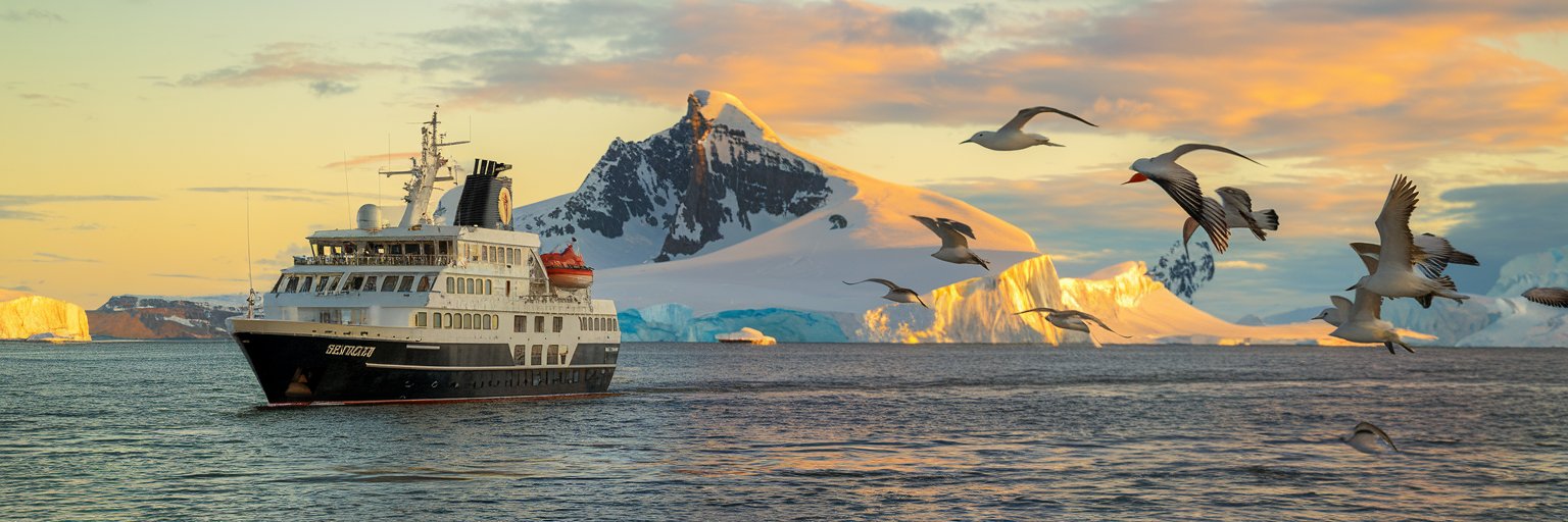 cruise ship navigating at polar seabird adventure