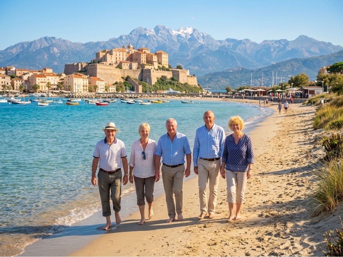 Cruise passengers at the beach in Calvi, Corsica