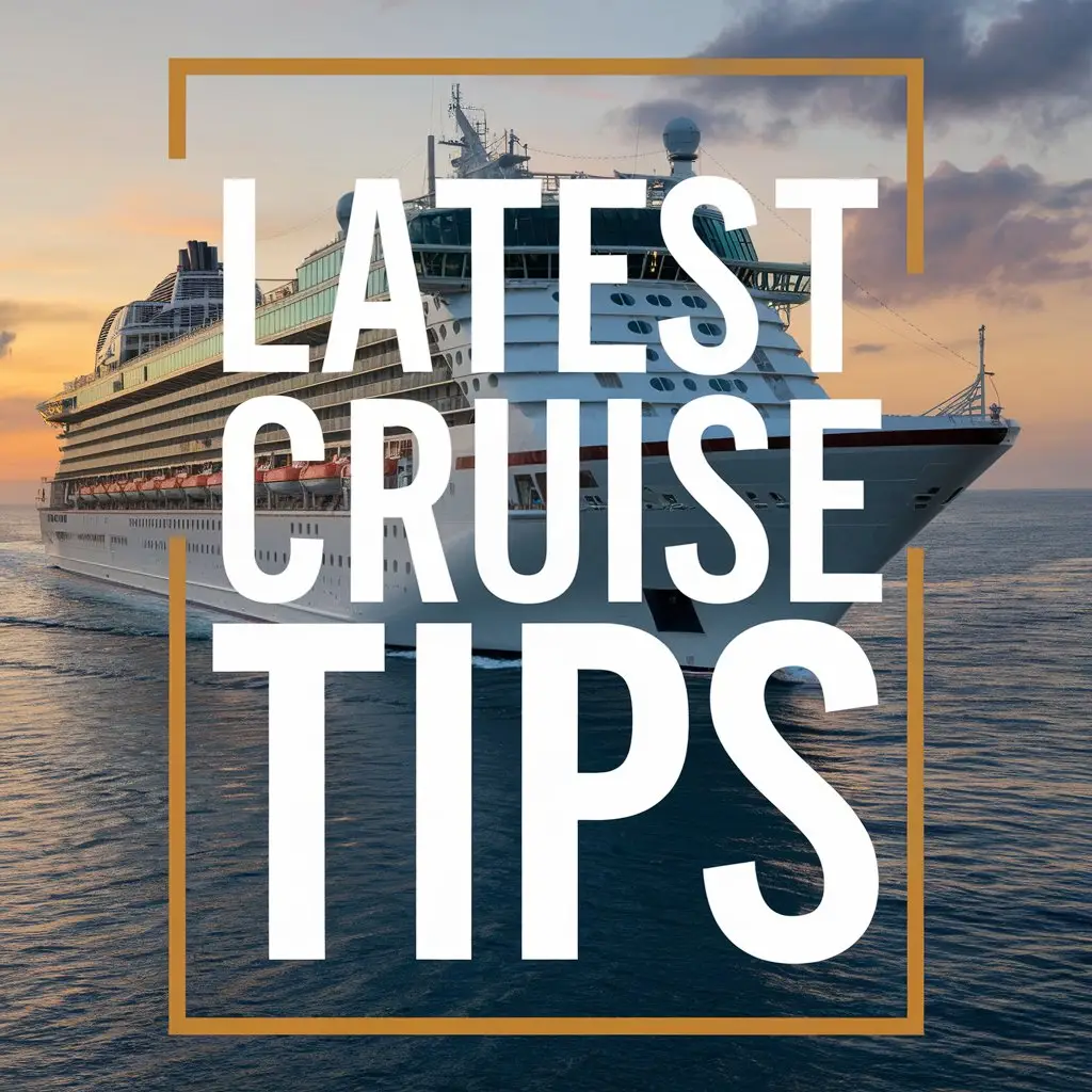 Text overlay Latest Cruise Tips with a cruise ship in the background