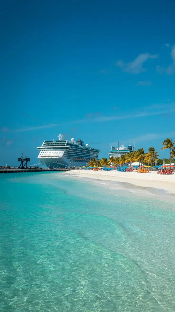 Bimini Cruise Port with the beach in front