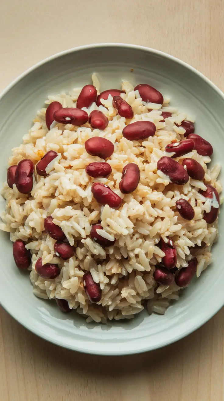 This staple dish pairs rice with kidney beans or pigeon peas cooked in coconut milk, often served alongside Jamaica’s main courses. When made right, it can easily stand alone as a meal.