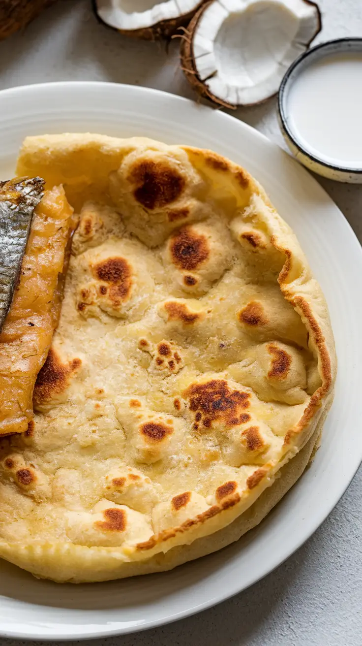 Bammy is a traditional cassava-based flatbread with origins in the Arawak culture, commonly served with fried fish. Its crispy-soft texture and coconut milk soak make it both historical and delicious.