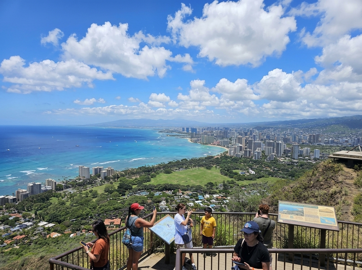 Views from the top of the Diamond Heads walk in Honolulu