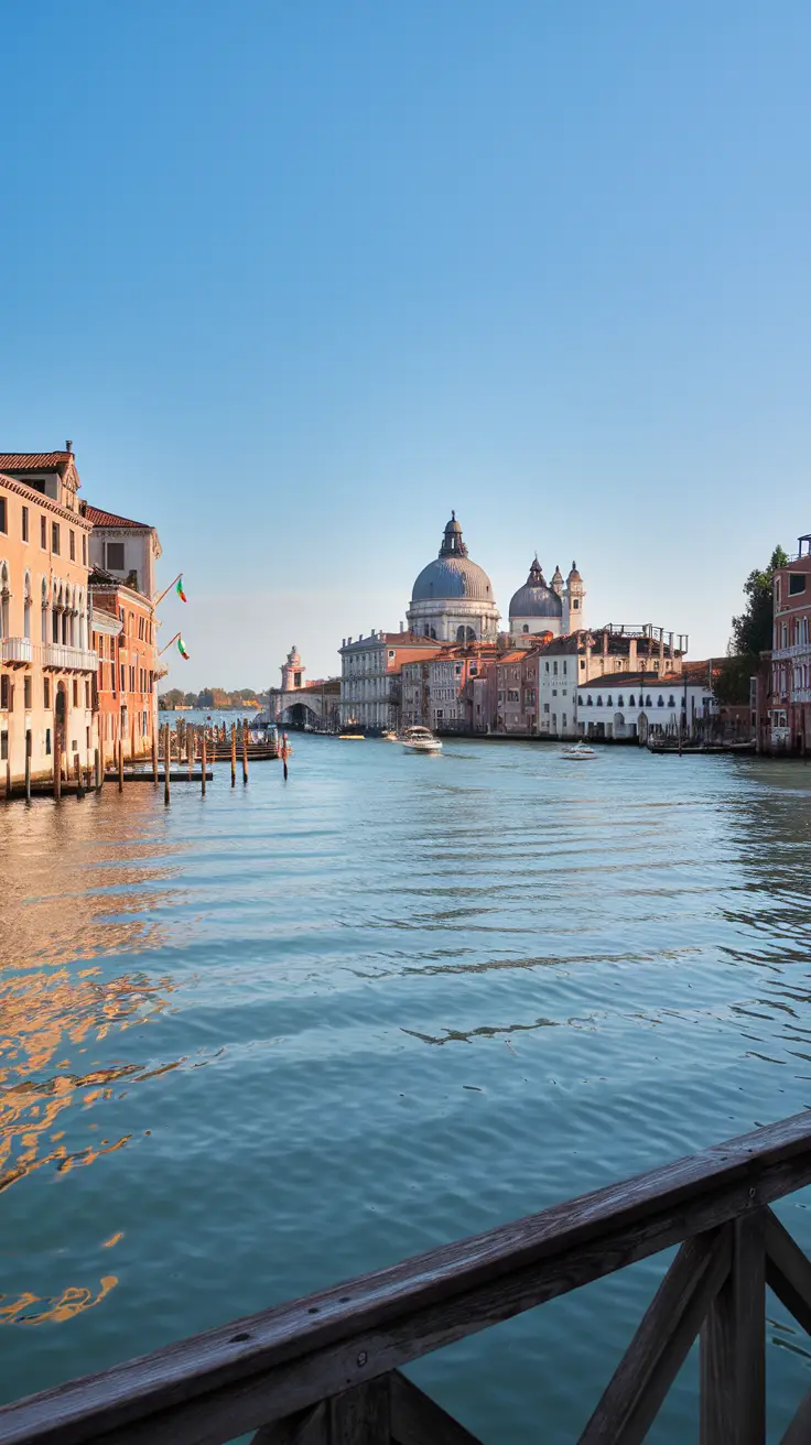This wooden bridge offers breathtaking sunrise views over the Grand Canal and the Santa Maria della Salute, making it a romantic and quiet alternative to the Rialto Bridge.