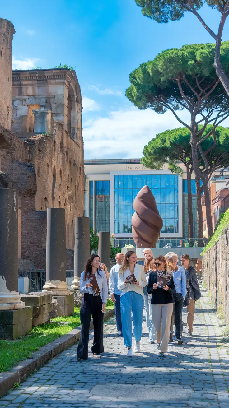 A quirky cultural walk starting with ancient Roman ruins and ending sweetly at the Chocolate Museum, ticketed with an edible bar.