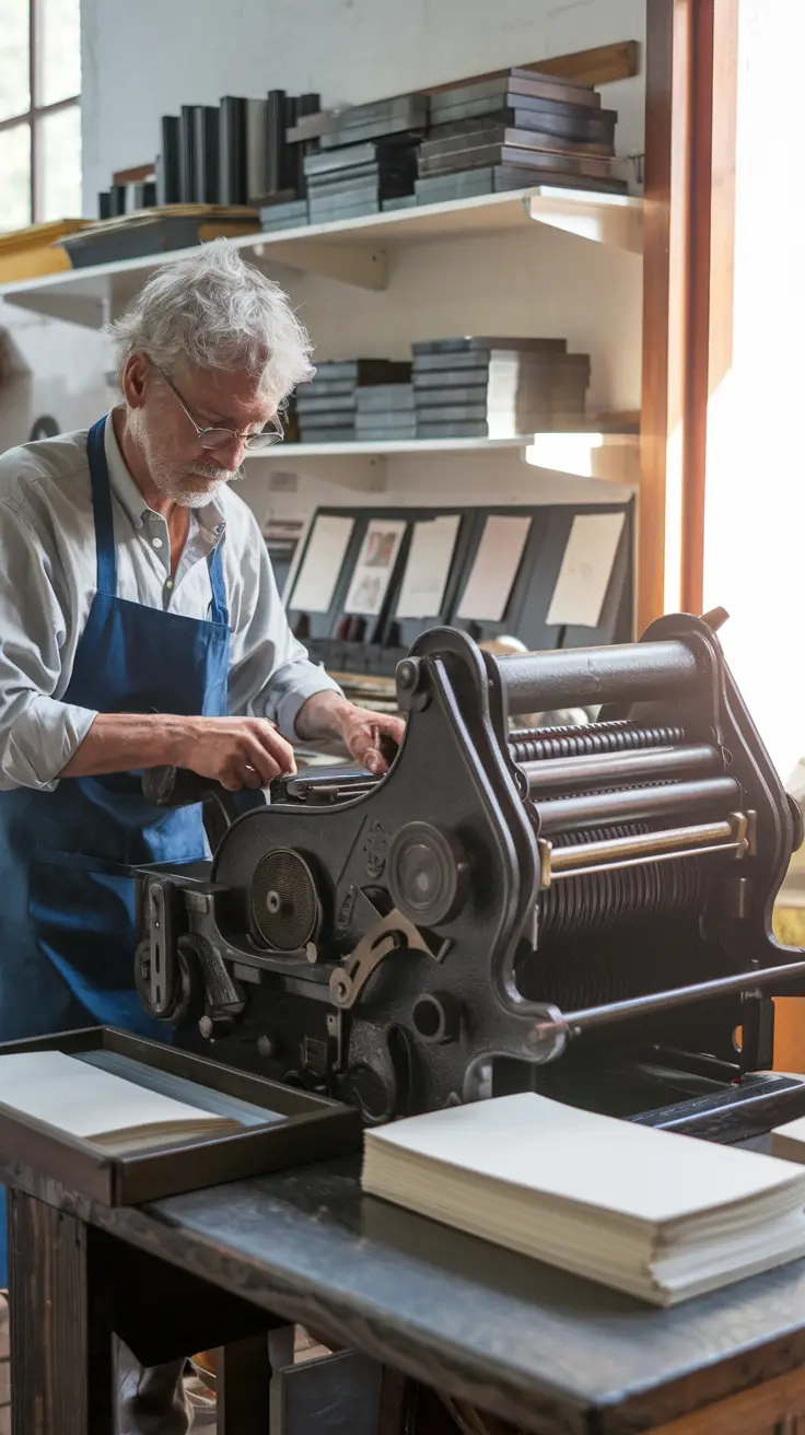 Gianni Basso uses antique letterpress machines to produce stationery, bookplates, and more with timeless elegance—perfect for personalized keepsakes.