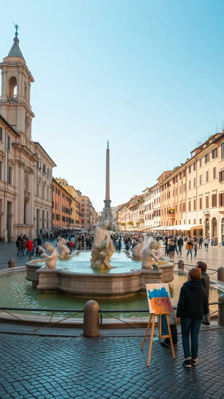 Piazza Navona in Rome early before the crowds