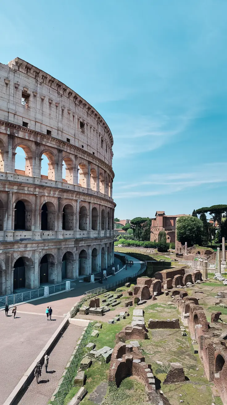 The iconic Roman Colosseum and adjacent Forum offer grand ruins, gladiator lore, and ancient political drama. Must-visit bucket-list ruins, paired best with time-savvy tours to avoid transit delays from Rome’s port.