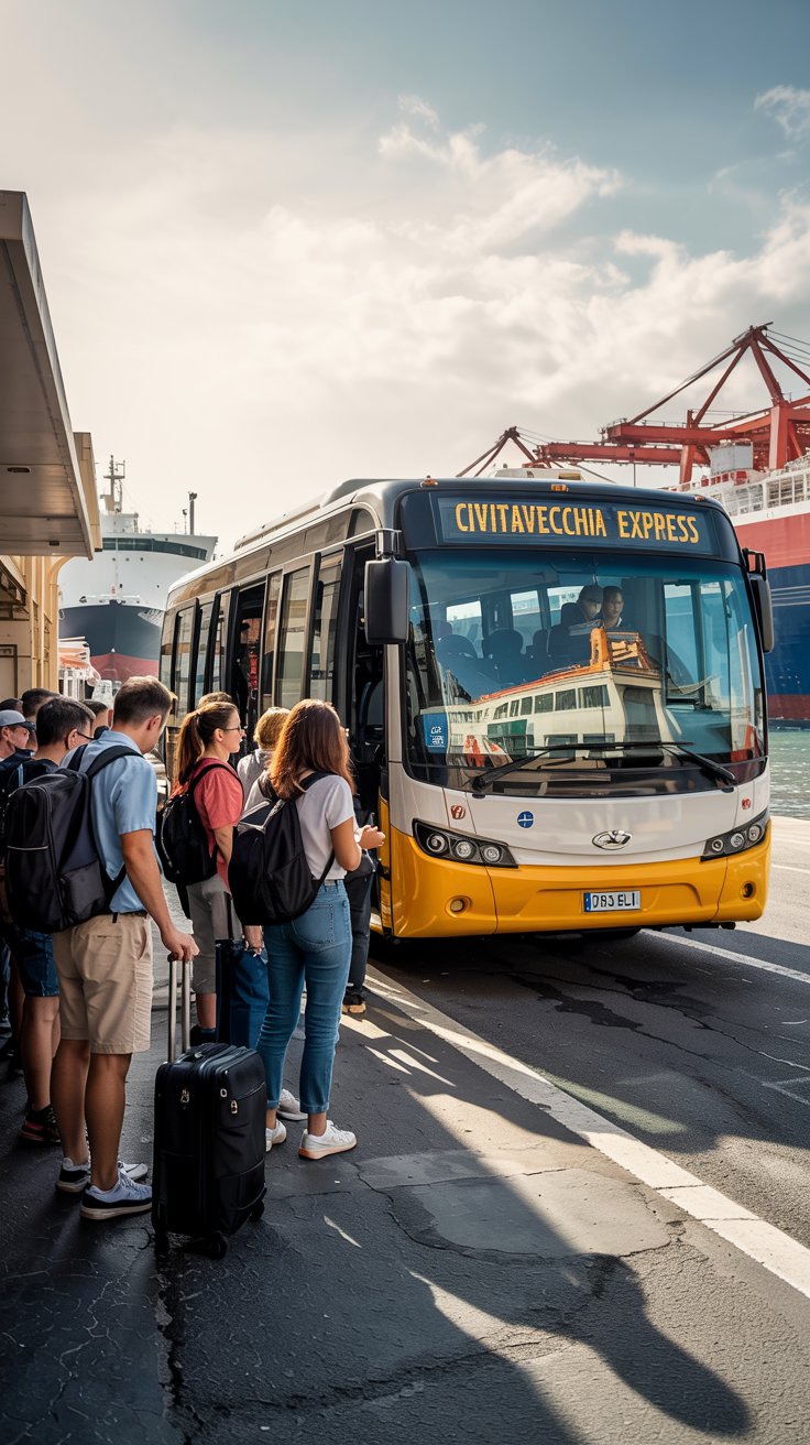 shuttle bus that takes you from the ship right to the Civitavecchia train station