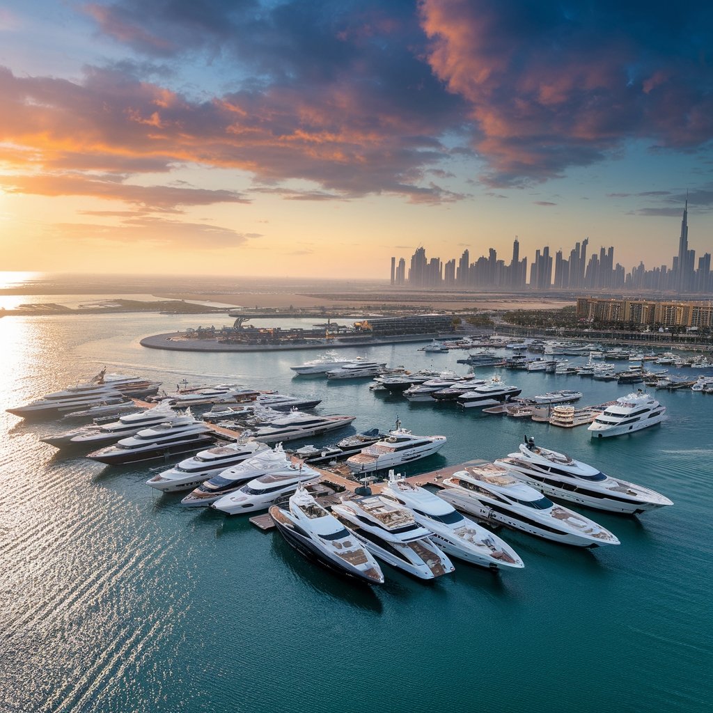 luxury marina with services