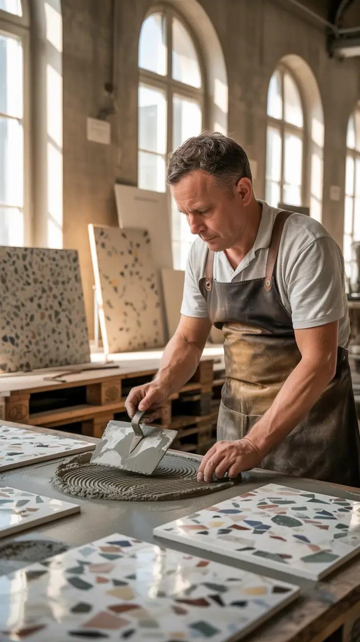 Making floor tiles in Venice