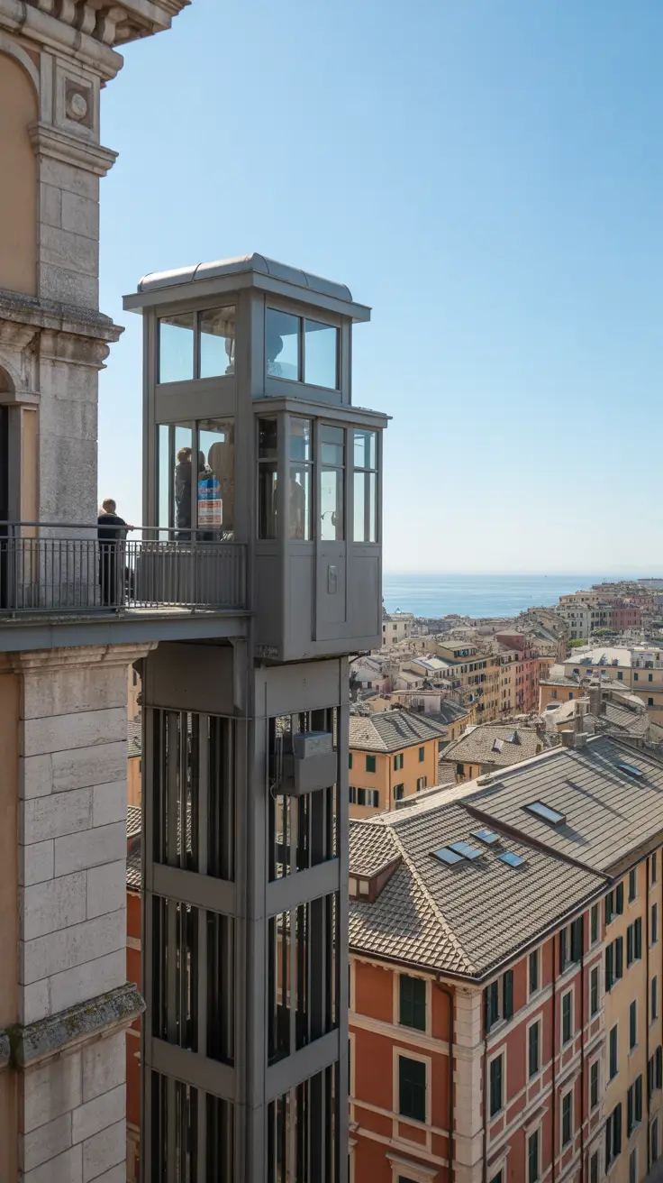 Big text overlay saying: 6 Unbelievable Things to Do in Genoa. It's designed to immediately grab attention with its thick, distinctive lettering set prominently in a big dark colored box, utilizing a simple yet striking bold white color for the text. Surrounding this eye-catching typography, a collage of vibrant images.