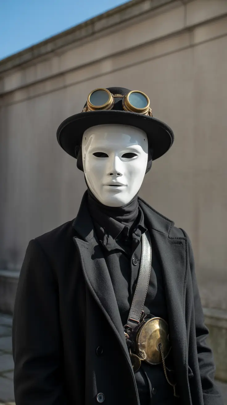 Big text overlay saying: 9 Secret Mask Shops in Venice, designed with thick, bold white lettering on a dark box to capture attention, surrounded by a vibrant collage of realistic mask images.