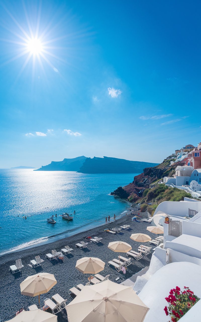 Beautiful beach in Santorini Greece