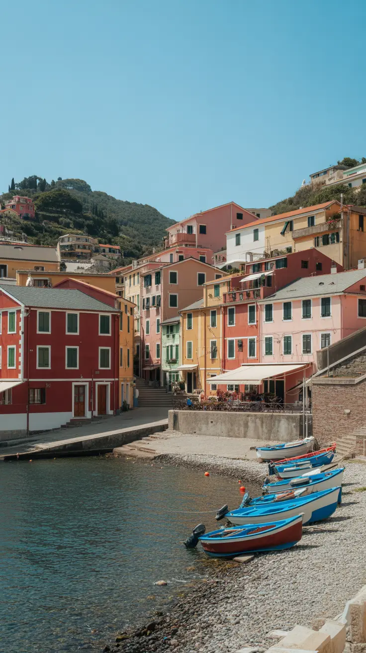 Big text overlay saying: Unmissable Day Trips from Genoa Port. It's designed to immediately grab attention with its thick, distinctive lettering set prominently in a big dark colored box, utilizing a simple yet striking bold white color for the text. Surrounding this eye-catching typography, a collage of vibrant images.