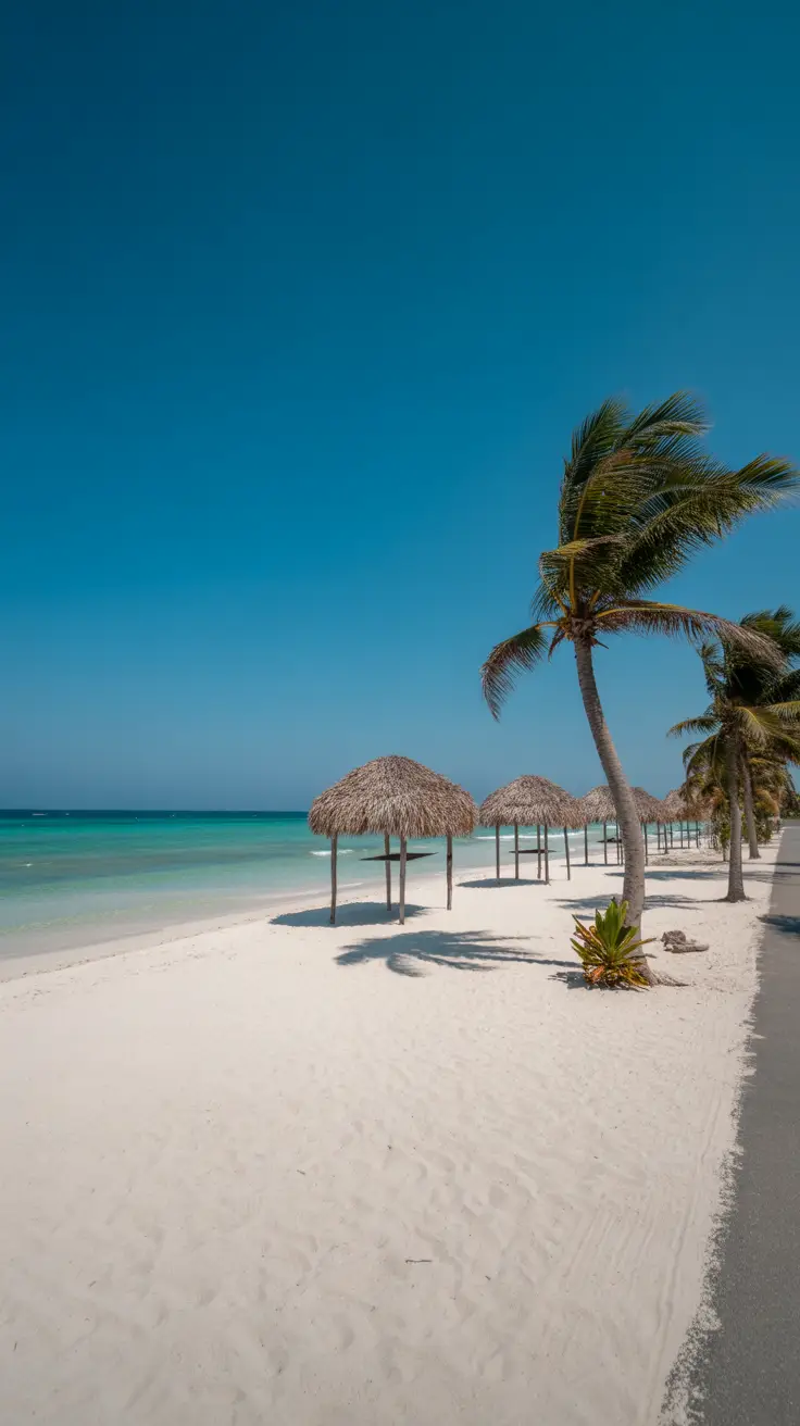 One of Aruba’s most famous beaches with white sands, gentle surf, and iconic Divi Divi Trees; offers free shade huts and is bike-accessible from the cruise port.