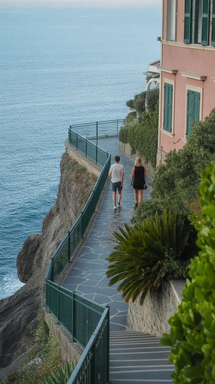 Big text overlay saying: Unmissable Day Trips from Genoa Port. It's designed to immediately grab attention with its thick, distinctive lettering set prominently in a big dark colored box, utilizing a simple yet striking bold white color for the text. Surrounding this eye-catching typography, a collage of vibrant images.