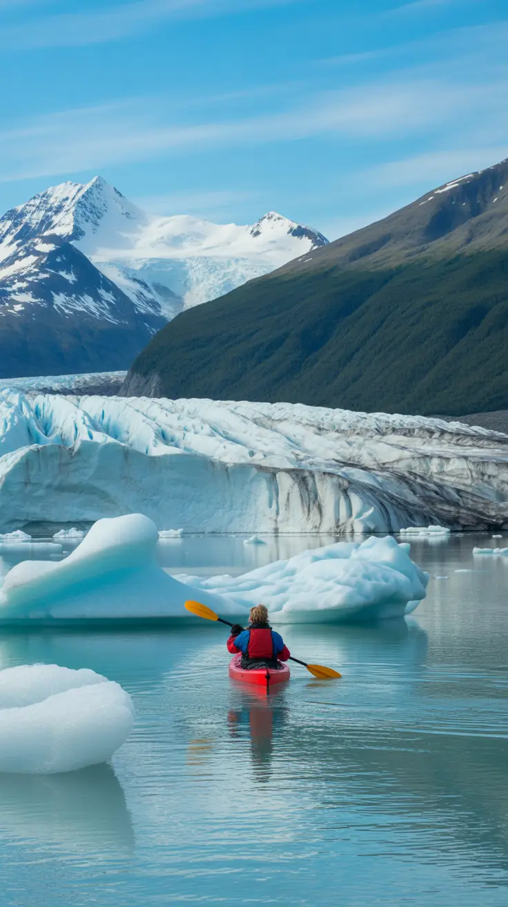 Kayak across glacier-fed Mendenhall Lake past icebergs and seals to come face-to-face with the glacier, offering a peaceful yet invigorating adventure.